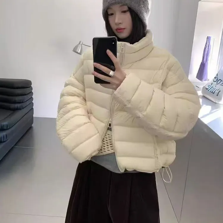 石墨烯云绒排骨女冬季简约立领短款宽松韩版时尚休闲显瘦外套