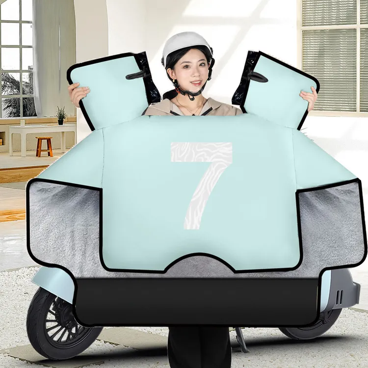 电动车冬季超厚双面防水反光电瓶自行车罩加绒四季通用皮面挡风被
