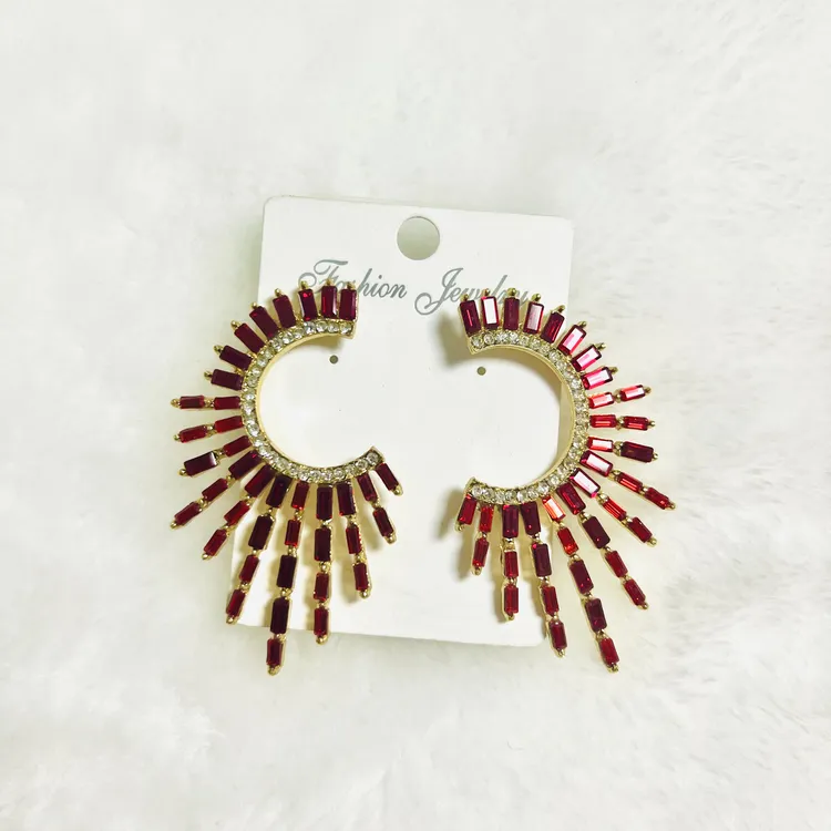 铜合金耳饰 欧美个性高级感水钻太阳花耳环女轻奢