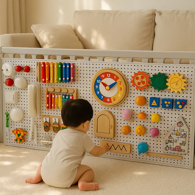 宝宝围栏蒙氏忙碌板diy配件材料早教益智幼儿园启蒙玩具墙洞洞板