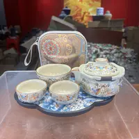 秋香茶具 黄汝窑金蝴蝶手抓旅行茶具户外便携式旅行茶具-3222