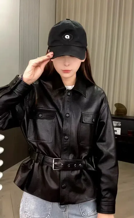 2025早春韩系甜酷风真皮外套女小众时髦洋气休闲百搭夹克上衣