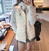 （泡芙）羽绒马甲女背心小马刺绣加厚保暖立领无袖背心开衫马夹外套