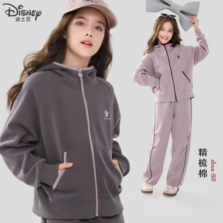 女童休闲套装秋季2025新款儿童连帽卫衣运动裤春秋女大童装秋冬