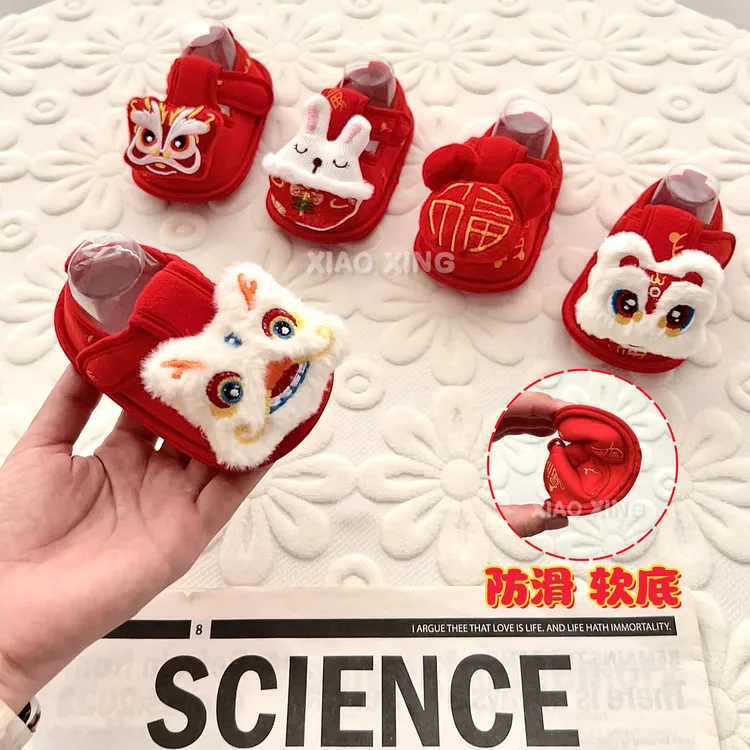 红色婴儿鞋子春夏款学步鞋男女宝满月百天周岁喜庆宝宝防滑学步鞋