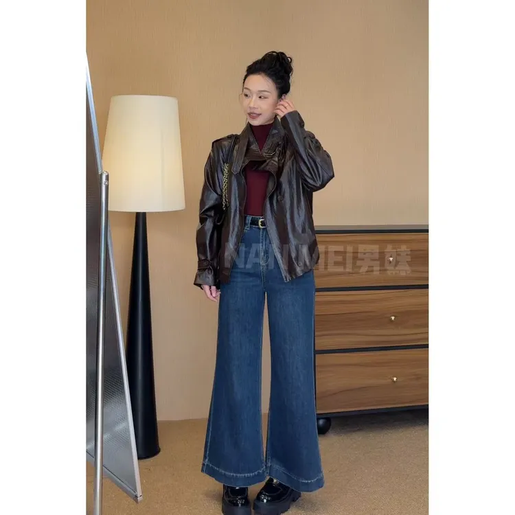 NM【垂直牛仔】秋款复古直筒微喇牛仔裤