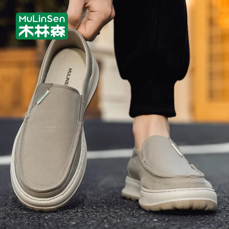 木林森老北京布鞋男士休闲轻便一脚蹬男鞋夏季透气懒人驾车鞋