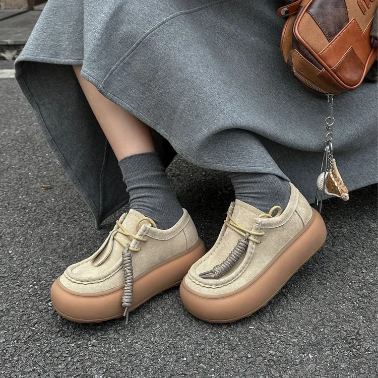 Y666-1 SGIRL TWTW厚底包头新款真皮百搭系带鞋子百搭休闲鞋