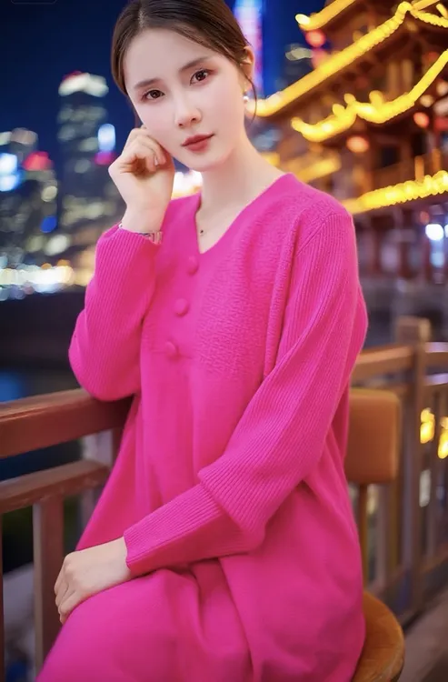 街头风纯色中腰斑马常规连衣裙女装中长款洋气长袖