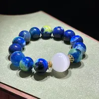 s974-星际蓝DIY极光白猫眼玛瑙手串-多样性只发一件