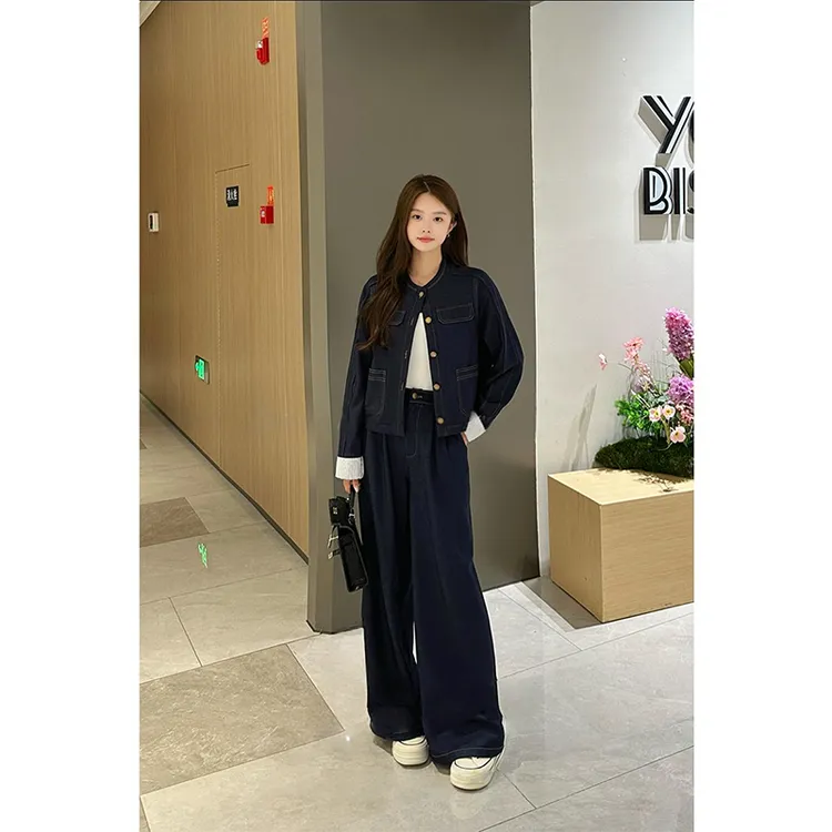 早秋时尚女神牛仔套装女2025新款气质百搭外套显高休闲裤两件套潮