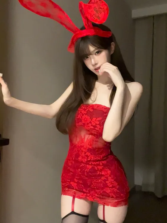 致命诱惑*80-140辣妹复古红色蕾丝一字肩抹胸连衣裙纯欲包臀短裙