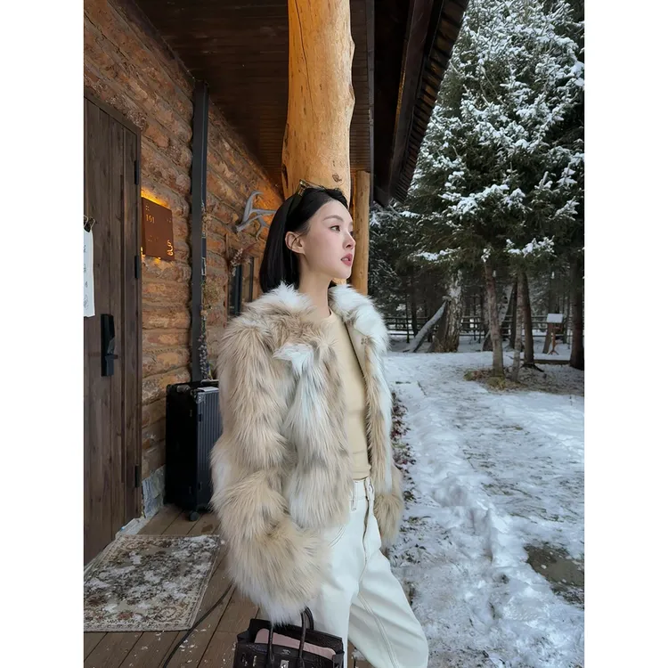 FORNI 叛逆无罪山猫纹环保毛毛外套毛绒外套贵气毛绒女