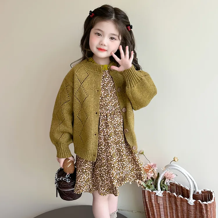 女童套装儿童洋气时髦毛衣开衫连衣裙两件套小女孩宝宝秋装2025新