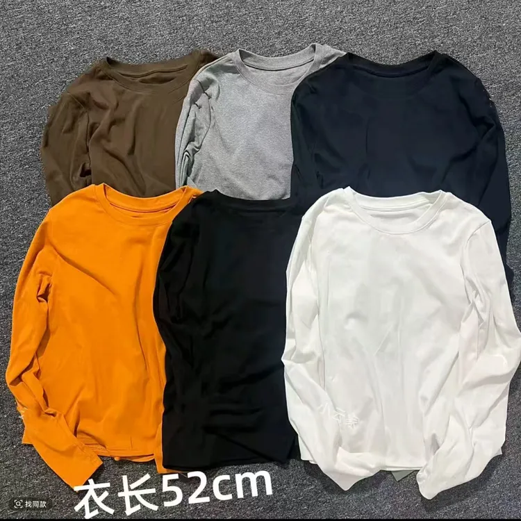 韩系常规长袖常规款圆领纯色净版T恤简约百搭