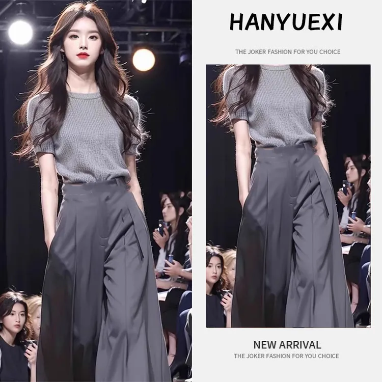 【现货】夏季一整套女装2025年新款韩版休闲短袖衬衫休闲裤两件套