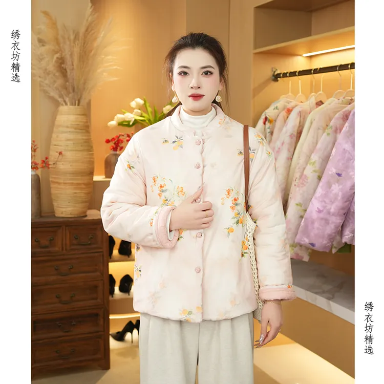 【真正新疆长绒棉升级绗线】新中式国风双面穿小花袄加厚初冬棉服