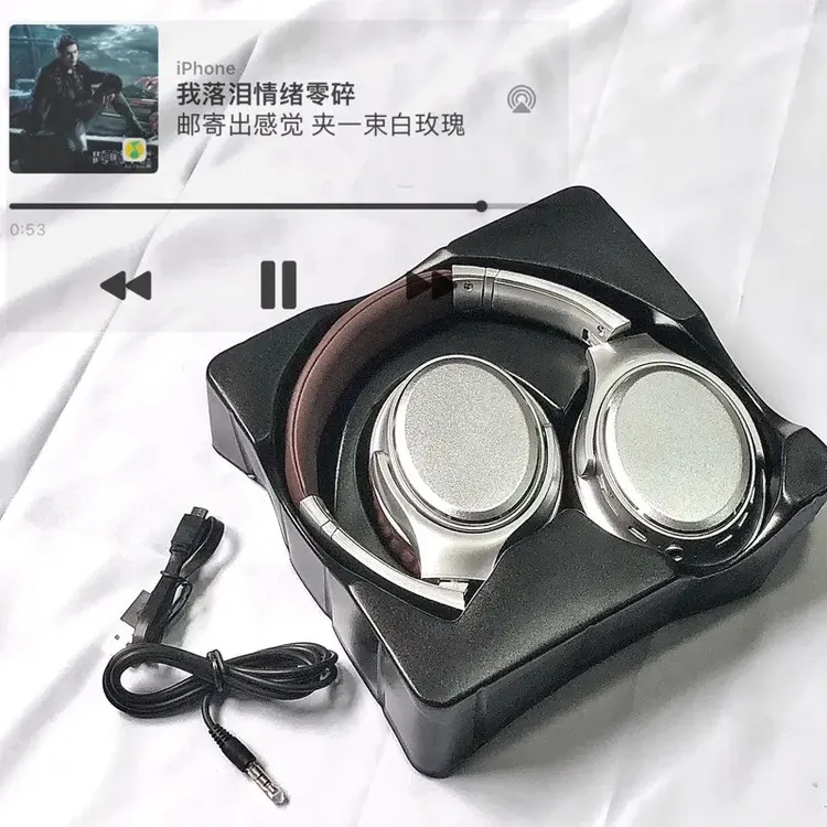 跑步专用头戴式蓝牙耳机无线降噪美式复古装饰便携运动超长续航