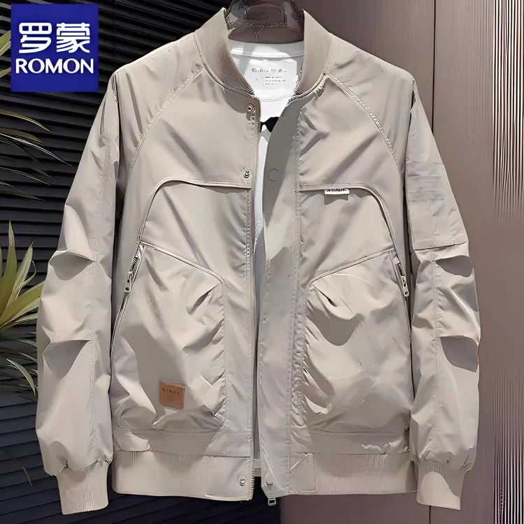 Romon/罗蒙棒球服男士2025新款潮流宽松休闲飞行员夹克秋装工装