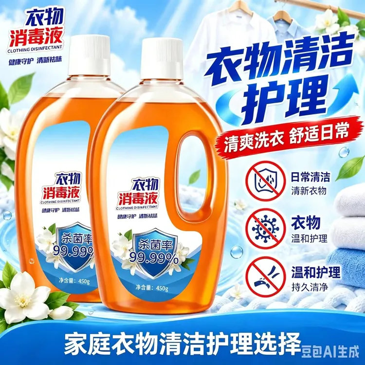 【2瓶装】衣物消毒液洗衣服除菌液多用途地板消毒留香祛味消毒水商品图