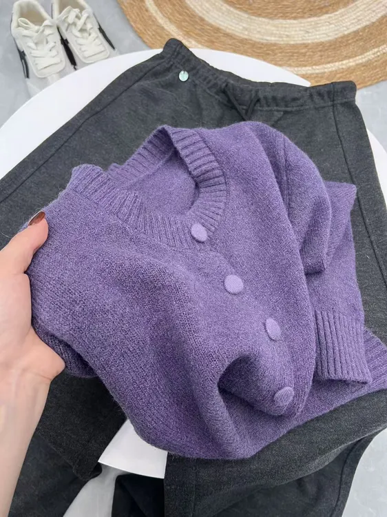 2025秋冬新款高级感毛衣开衫针织衫女宽松显瘦长袖上衣