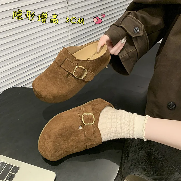 5CM增高勃肯拖鞋卡皮巴拉色系平底增高舒适包头拖鞋