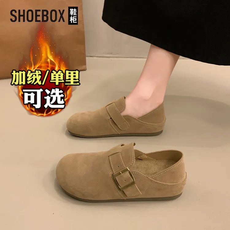 达芙妮集团厚底复古全包勃肯鞋女2025秋冬新款百搭一脚蹬博肯单鞋