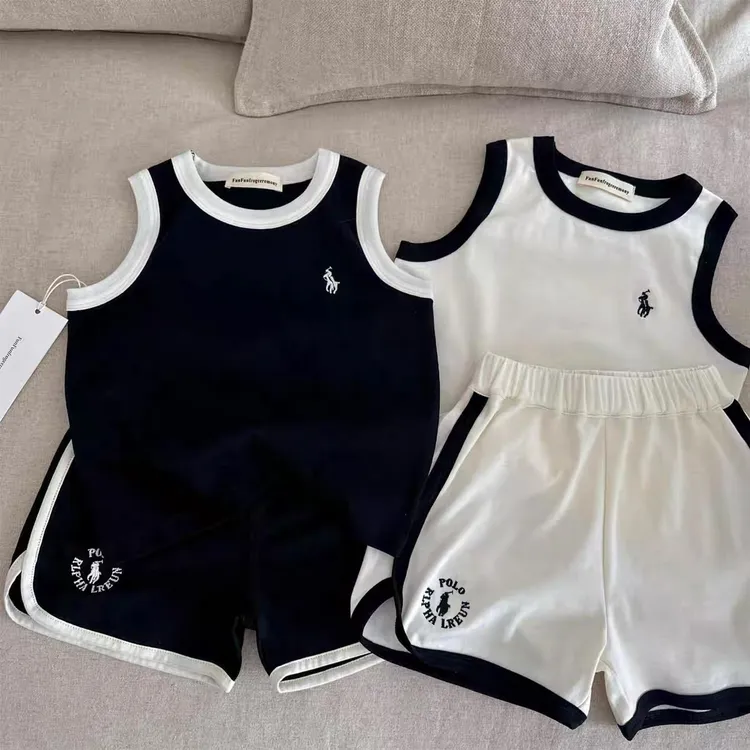 儿童无袖背心运动套装2025夏季新款男女童宝宝休闲运动两件套