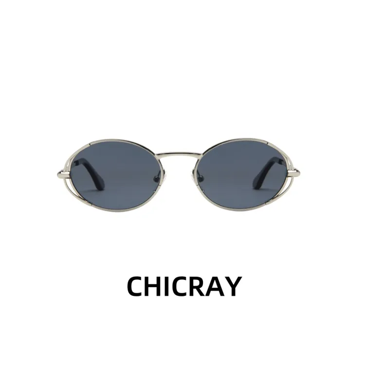 【ChicRay】复古椭圆太阳镜防强光金属框偏光墨镜女士开车防紫外线 