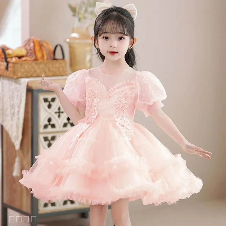 公主裙女童2025夏季新款礼服裙女宝节日演出主持人钢琴演出服
