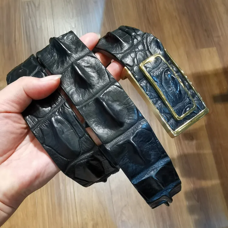 30年湾鳄大骨原汁原味皮带 3.8宽奢华鳄鱼皮带腰带 单层鳄鱼腰带
