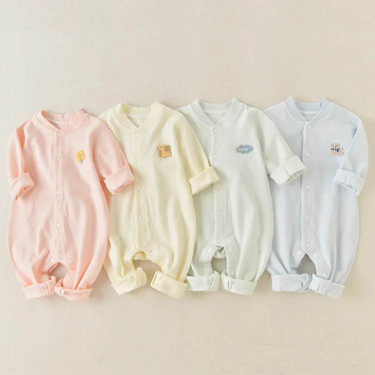 婴儿连体衣春秋款外穿新生儿舒绒宝宝衣服打底哈衣男女初早秋装