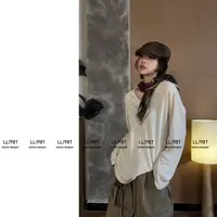 HY罗罗【V口领】春秋长袖百搭显瘦打底T恤设计感套头时尚针织宽松