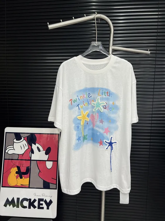 慵懒t恤女白色星星字母印花夏季新款休闲百搭减龄纯棉潮流时尚