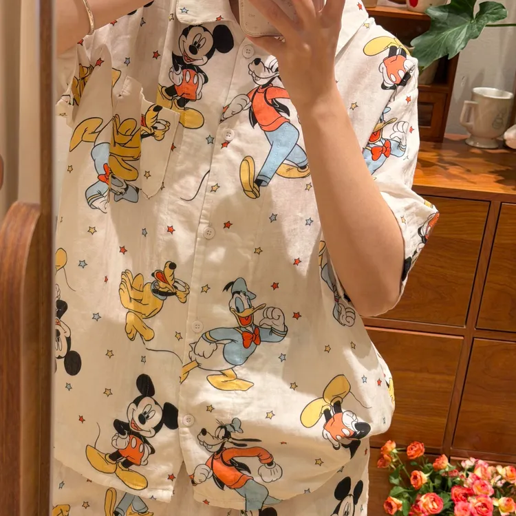 夏季新款日系甜美少女可爱卡通米老鼠短袖短裤睡衣女士家居服套装
