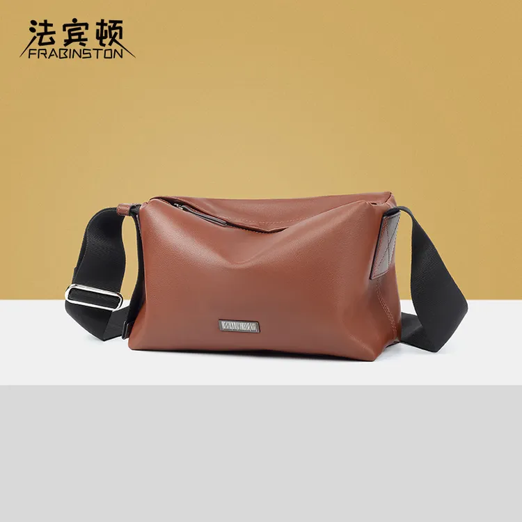 法宾顿头层植鞣牛皮2025新款男士斜挎包休闲商务真皮男士单肩包