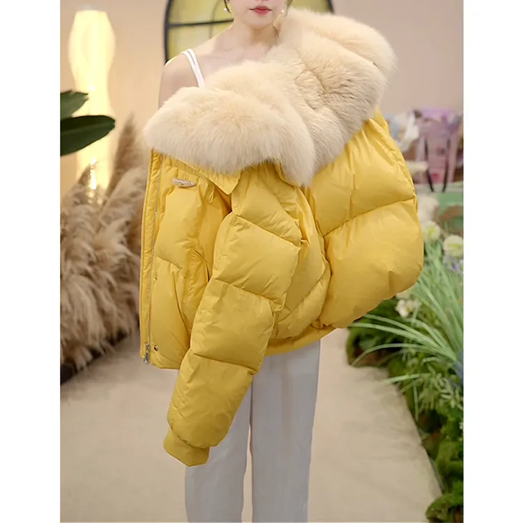 时尚拼色翻领棉服女款2025冬季新款时尚百搭加厚潮流保暖棉衣外套