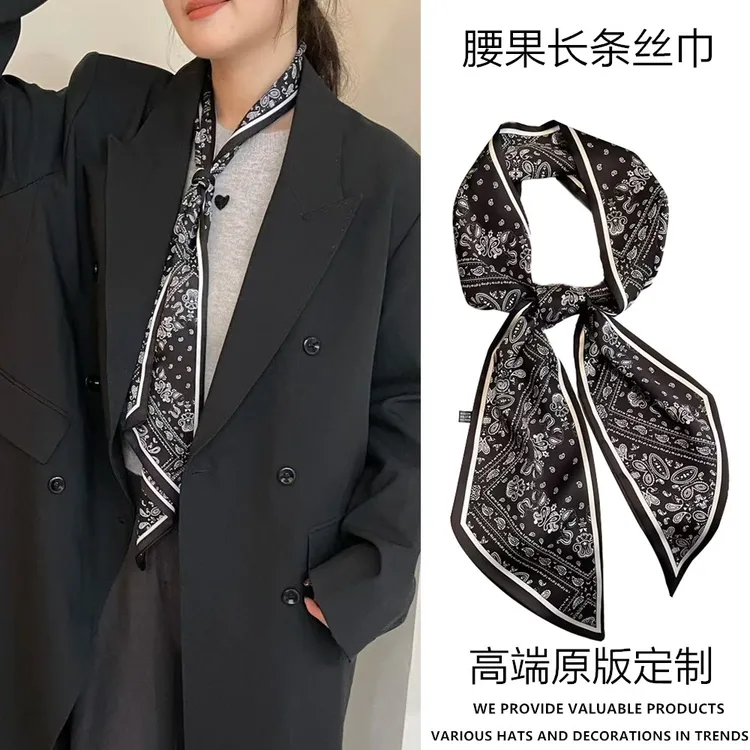 气质丝巾女新款小围巾搭配衬衫春秋百搭韩系细窄长条斜角领巾飘带商品图