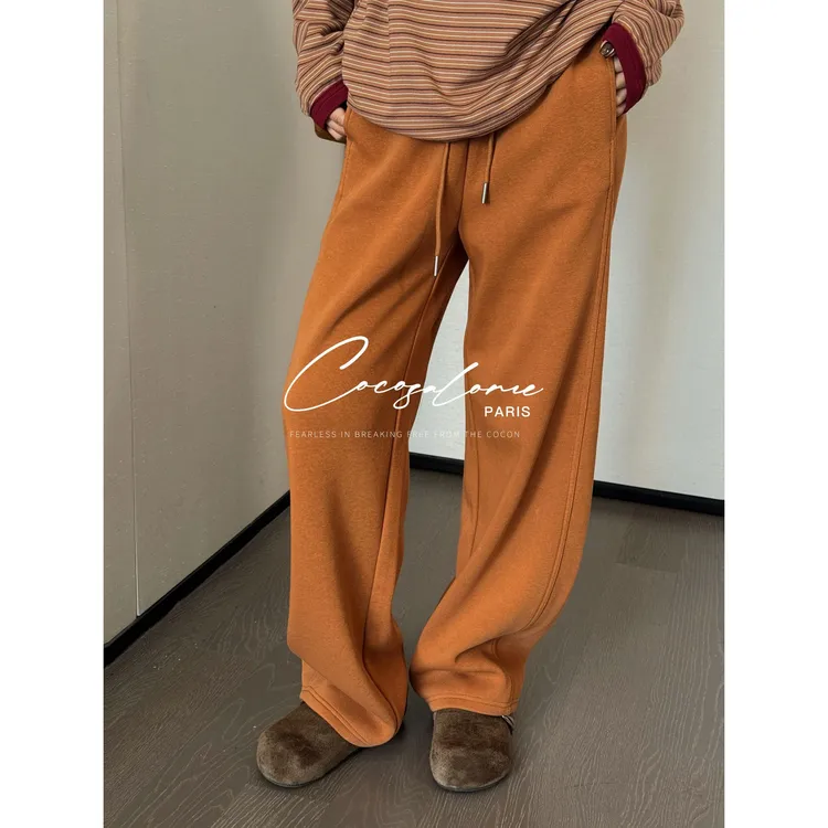 韩彬彬"小火炉"秋冬加绒加厚松紧腰修身时髦松弛休闲长裤2990-8