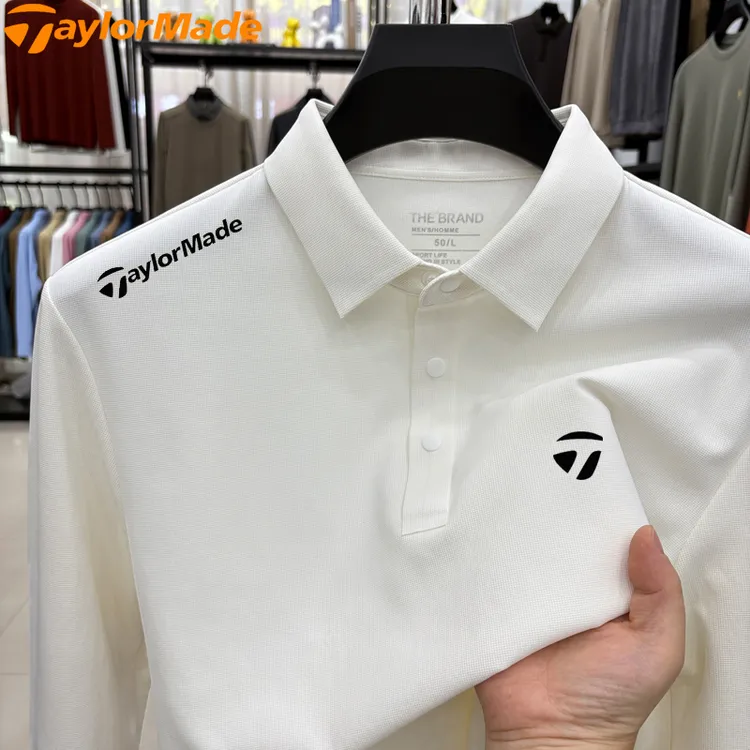 Taylormade泰勒梅高尔夫秋季新款无痕长袖POLO衫男款百搭运动T恤
