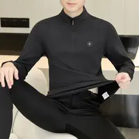 2025德绒T恤立领保暖韩版男士灰色宽松上衣长袖打底衫