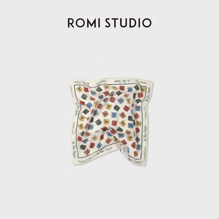 ROMI STUDIO100支长绒棉超柔砂洗复古艺术风丝巾围巾RWDAPY4263