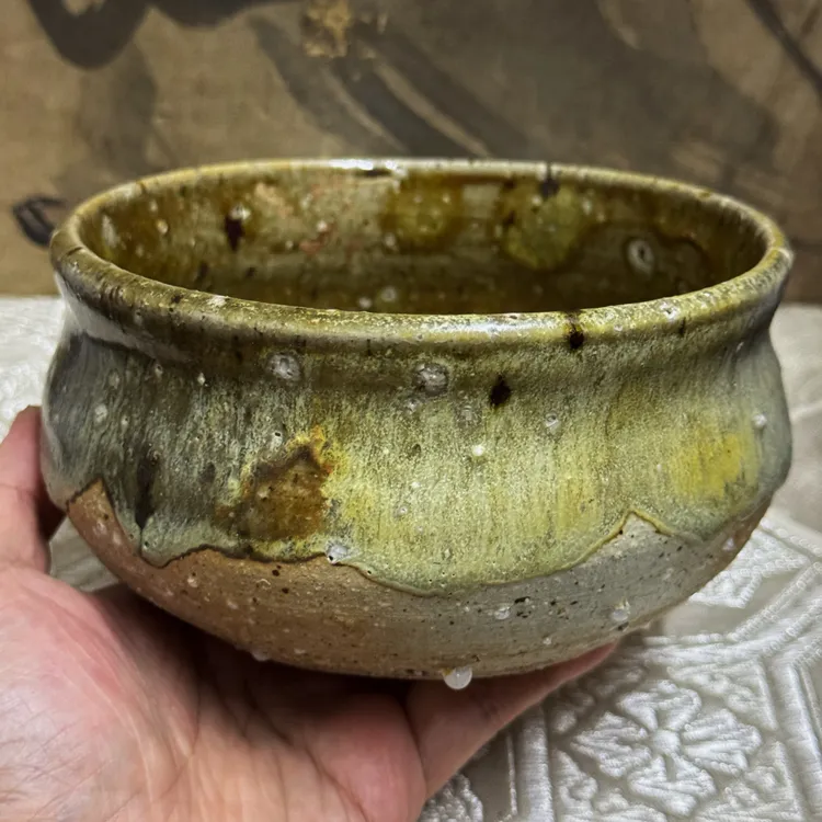 尾州七郎·日本作家器·信乐烧·柴烧·粗粝石爆·超大长石·中古·建水