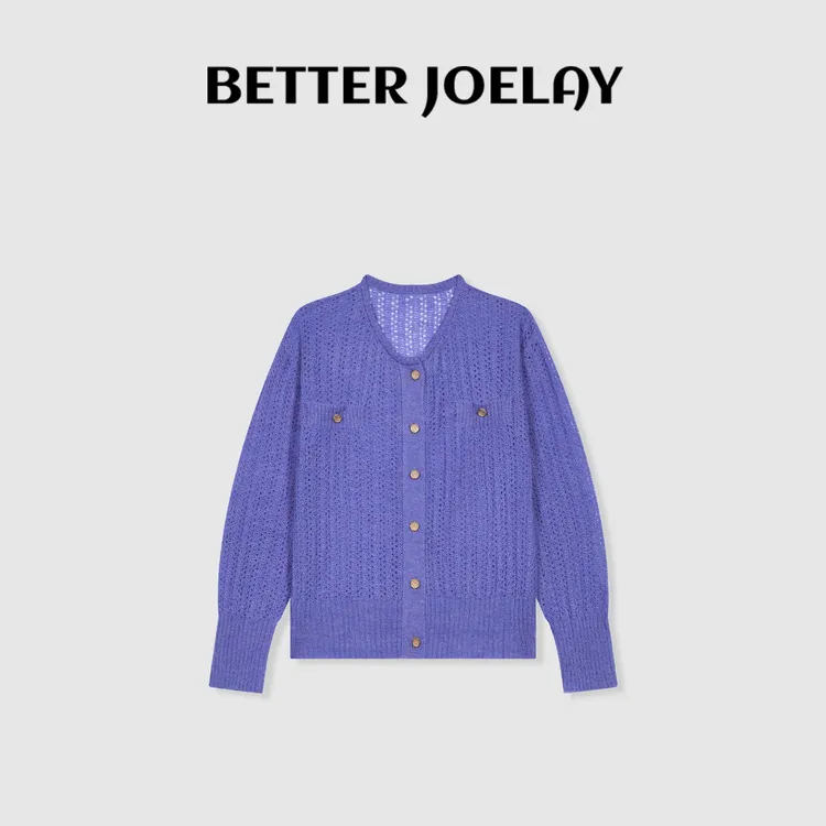 BETTER JOELAY-【蓝莓酱】羊毛时尚百搭长袖针织开衫LL6011
