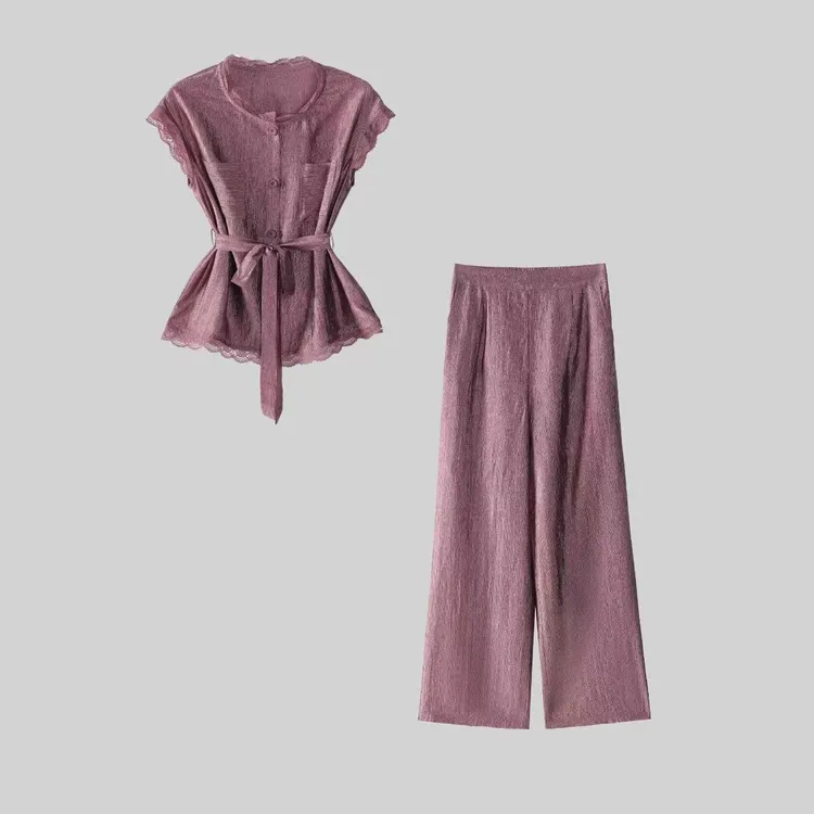 1065气质显瘦时尚复古2025夏季新款休闲宽松两件套