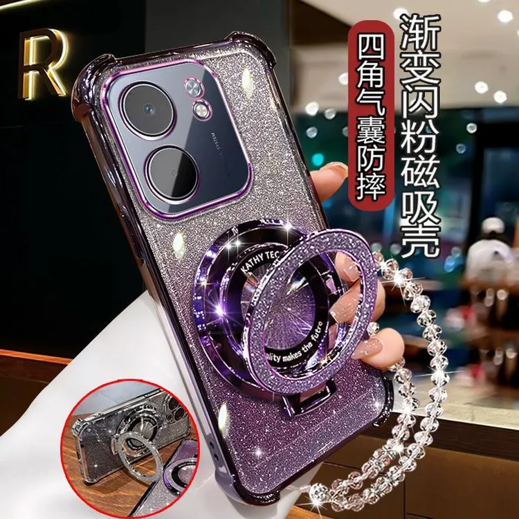 适用OPPOa5x手机壳四角防摔镜头全包PKQ110闪粉软壳A5x带镜子支架