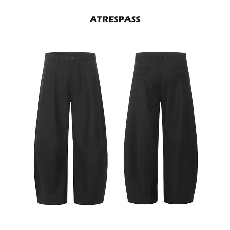 秋冬加厚黑色褶皱弯刀西裤男女垂感香蕉裤阔腿百搭长裤镰刀裤