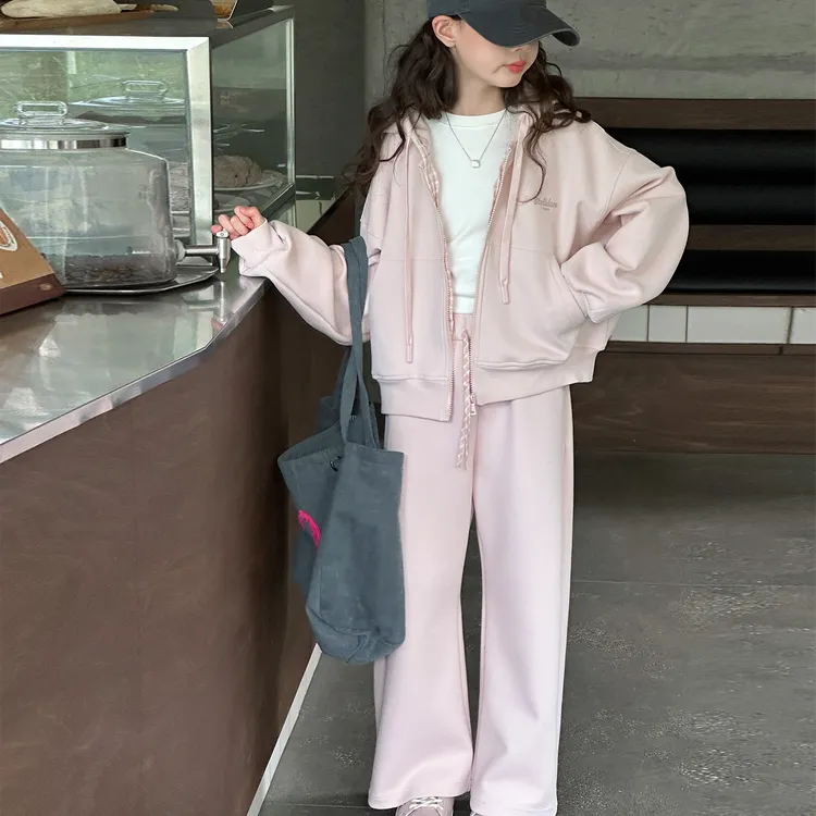 女童套装秋装时尚洋气儿童休闲运动连帽卫衣两件套中大童女孩衣服