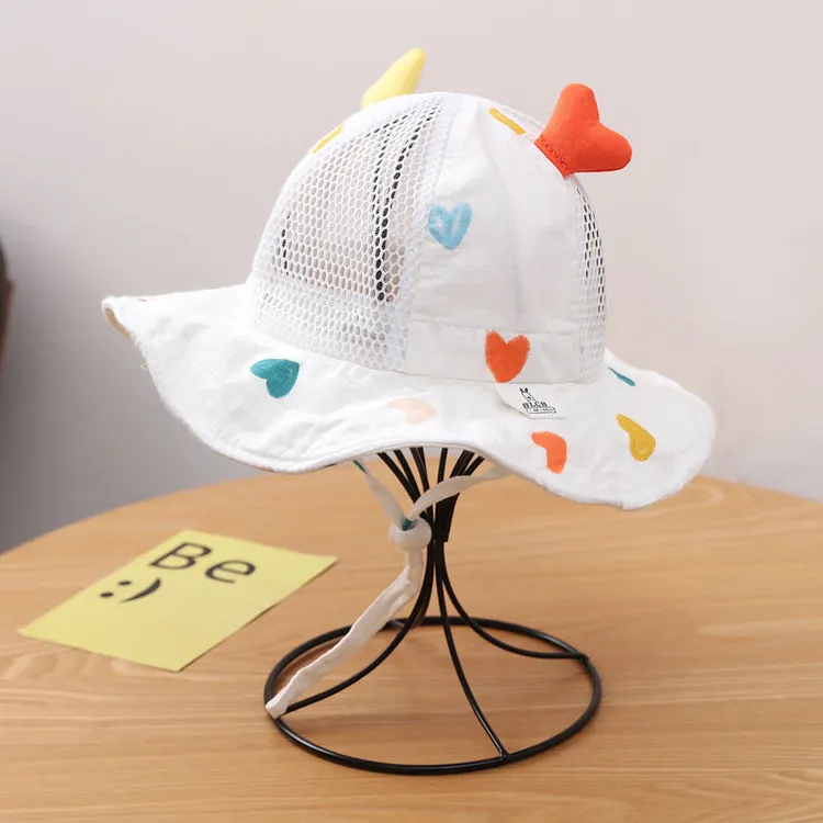 宝宝帽子夏季薄款透气渔夫帽婴儿遮阳帽男宝女宝防晒帽半网网格帽