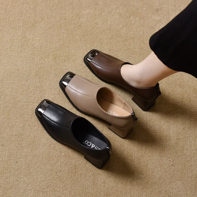 41大码单鞋2025秋季新款法式复古方头皮鞋英伦风母亲节真皮妈妈鞋